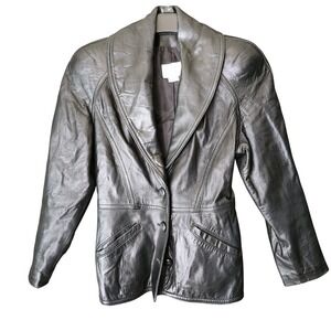 Vtg Vakko Soft‎ Black Leather Jacket Coat Women's 4 Made in USA